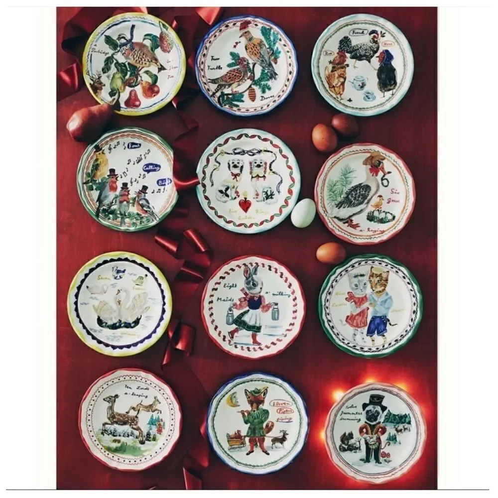 Anthropologie Nathalie Lete Dessert Plate Twelve Drummers Drumming NEW